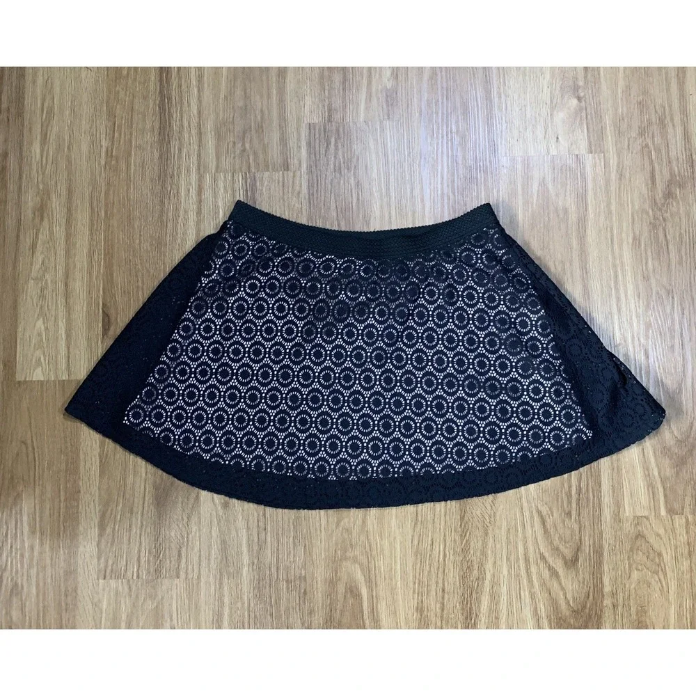 Disney Minnie Rocks The Dots Black Lace Pink‎ Underlay Mini Skirt Elastic XL Jr.